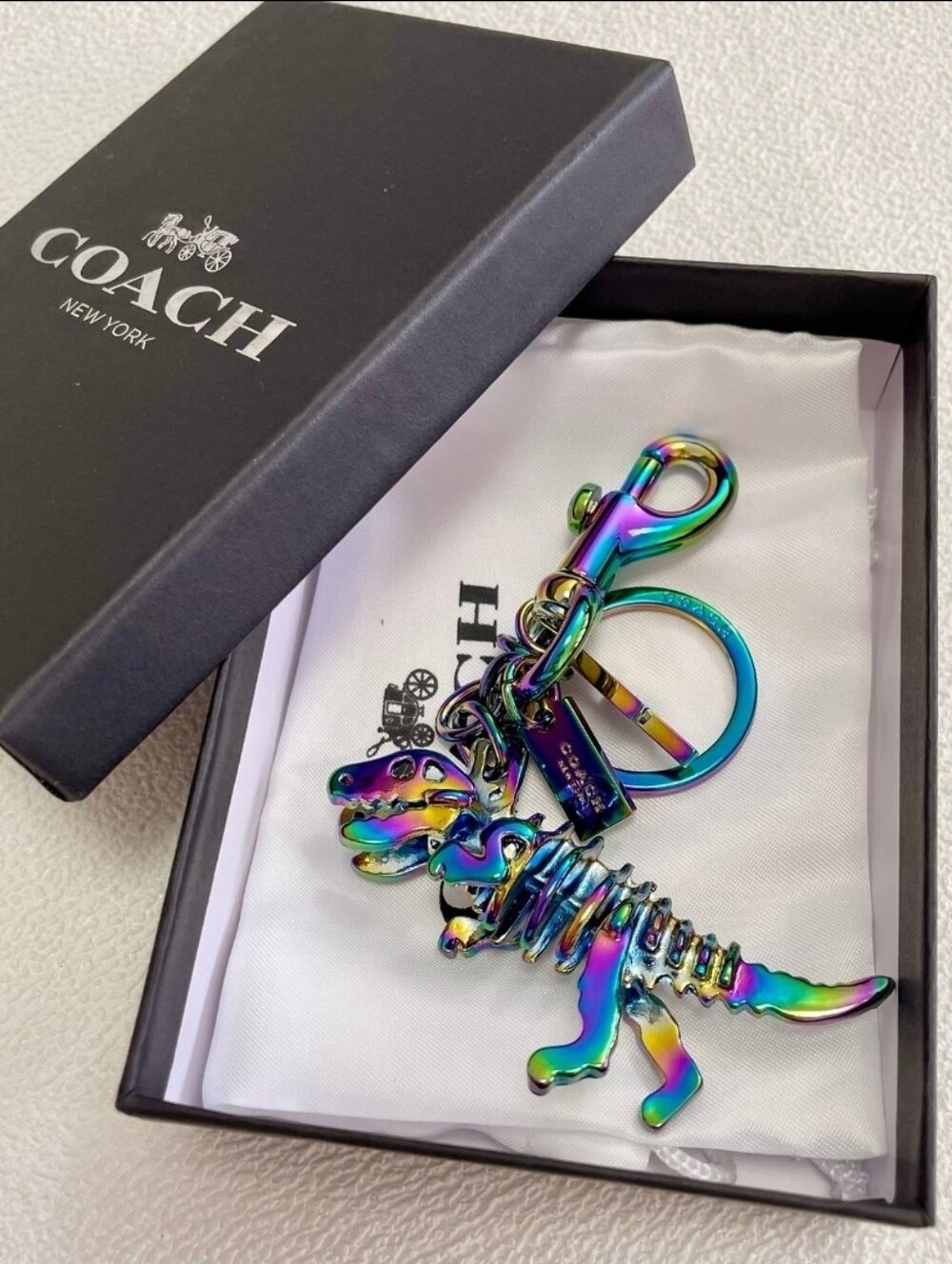 NWT COACH Rexy Oil Slick Bag Charm - Picture 3 of 3
